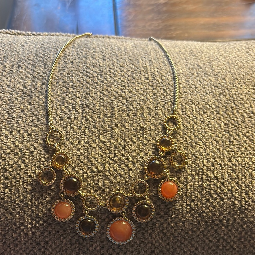 Elegant Gold and Orange Statement Necklace